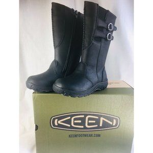 Keen NIB sz 10 Girls Bern Boot Waterproof Leather Black Side Zip Retail $80